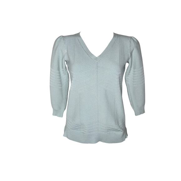 TAHARI V-Neck Ribbed Sweater Light Pistachio Size Small - Picture 1 of 10